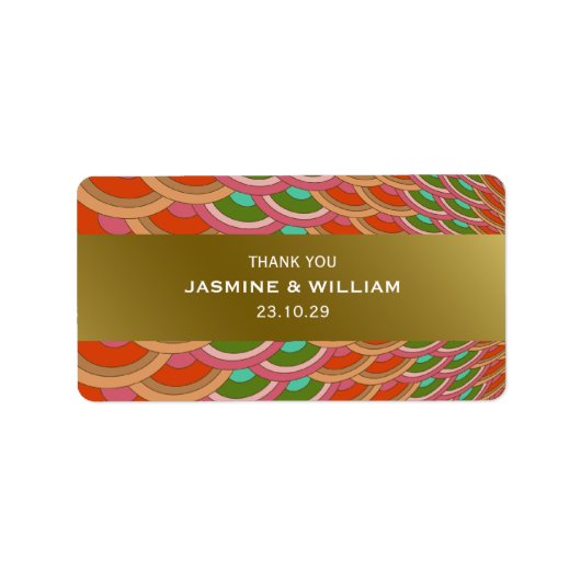 Art Deco Scallop Asian Wedding Party Favor Etiket (Voorkant)