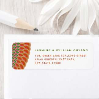 Art Deco  Scallop Fan Asian Wedding Address Etiket