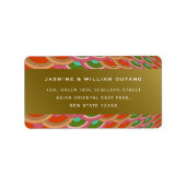 Art Deco  Scallop Fan Asian Wedding Address Etiket (Voorkant)