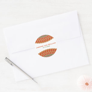 Art Deco  Scallop Fan Boho Asian Wedding Ronde Sticker