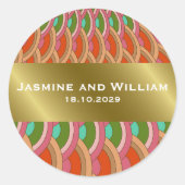 Art Deco  Scallop Fan Boho Asian Wedding Ronde Sticker (Voorkant)