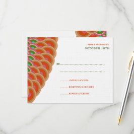Art Deco  Scallop Fan Boho Asian Wedding RSVP Kaartje