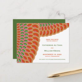 Art Deco Scallop Patroon opslaan Datum Aankondigingskaart