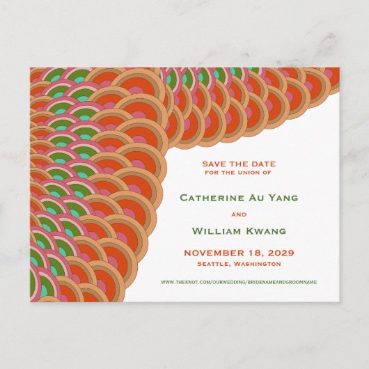 Art Deco  Scallop Patroon opslaan Datum Aankondigingskaart (Voorkant)