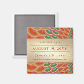 Art Deco  Scallop Patroon opslaan Datum Magneet (Voorkant / Achterkant)