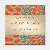 Art Deco  Scallop Patroon opslaan Datum Magneet (Voorkant)