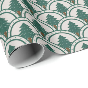 Art Deco Scalloping Evergreen Patroon Cadeaupapier