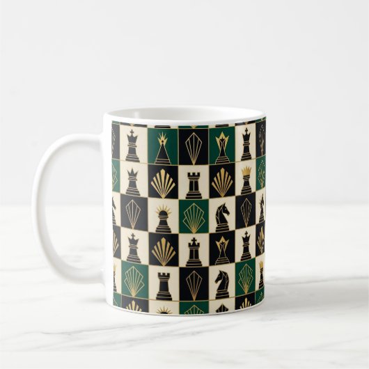 Art Deco schaakmok Koffiemok (Links)