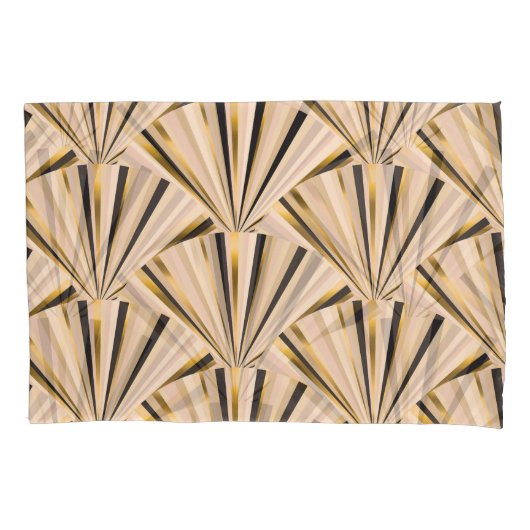 Art Deco Schalen: Geometrische Gouden Glamour Kussensloop (Voorkant)