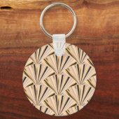 Art Deco Schalen: Geometrische Gouden Glamour Sleutelhanger (Voorkant)
