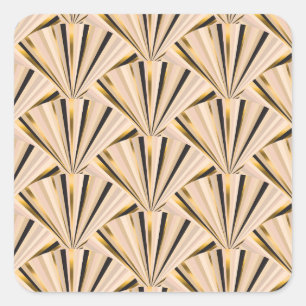 Art Deco Schalen: Geometrische Gouden Glamour Vierkante Sticker