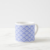 Art Deco Schelp Boog Geometrisch Stofblauw Espresso Kop (Voorkant rechts)