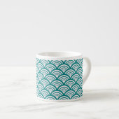 Art Deco Schelp Boog Geometrisch Turquoise Espresso Kop (Voorkant rechts)