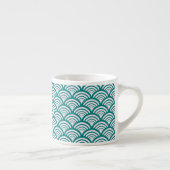 Art Deco Schelp Boog Geometrisch Turquoise Espresso Kop (Rechts)