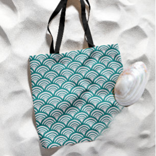 Art Deco Schelp Boog Turquoise Tote Bag