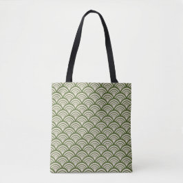Art Deco Schelpboog Olijfgroen Tote Bag