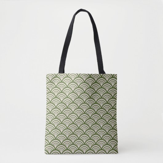 Art Deco Schelpboog Olijfgroen Tote Bag (Voorkant)