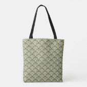 Art Deco Schelpboog Olijfgroen Tote Bag (Achterkant)