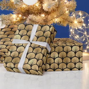 Art Deco Schelpwaaier Stralend Patroonontwerp Cadeaupapier