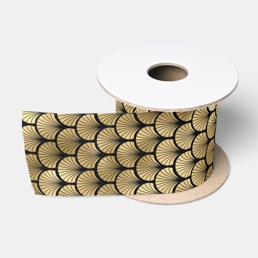 Art Deco Schelpwaaier Stralend Patroonontwerp Satijnen Lint (Spoel)