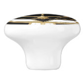Art Deco Schip Wiel Zwart Wit Goud Nautisch Keramische Knop (Zijkant)
