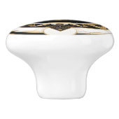 Art Deco Schip Zwart Wit Goud Nautisch Keramische Knop (Zijkant)