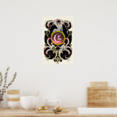 ART DECO SCHOONHEID MODE ROZE EDELE STEEN MONOGRAM POSTER (Keuken)