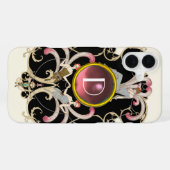 ART DECO SCHOONHEID MODE ROZE EDELSTEEN MONOGRAM iPhone HOESJE (Achterkant horizontaal)