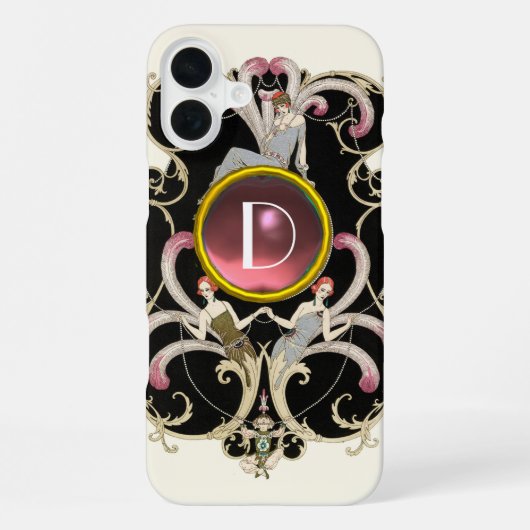 ART DECO SCHOONHEID MODE ROZE EDELSTEEN MONOGRAM iPhone HOESJE (Achterkant)