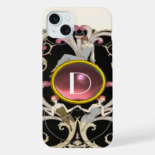 ART DECO SCHOONHEID MODE ROZE EDELSTEEN MONOGRAM iPhone HOESJE (Achterkant)
