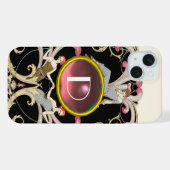 ART DECO SCHOONHEID MODE ROZE EDELSTEEN MONOGRAM iPhone HOESJE (Achterkant horizontaal)