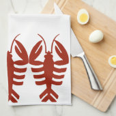  Art Deco Seafood, Lobster in het rood Theedoek (Quarter Fold)
