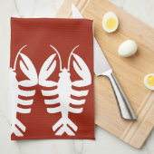  Art Deco Seafood, Lobster in White Theedoek (Quarter Fold)