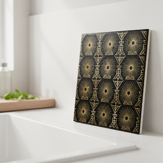 Art Deco Seamless Starburst Geometric Pat#8 ID1196 Tegeltje