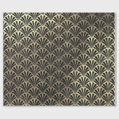 Art Deco Seashell Scale Black Faux Champaigne Gold Cadeaupapier (Vlak)
