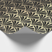 Art Deco Seashell Scale Black Faux Champaigne Gold Cadeaupapier (Hoek)