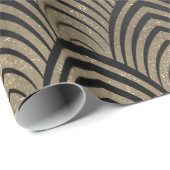 Art Deco Seashell Scales Black Sepia Gold Geometry Cadeaupapier (Rol Hoek)