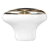 Art Deco Seashell Zwart Wit en Goud Shell Keramische Knop (Zijkant)