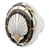 Art Deco Seashell Zwart Wit en Goud Shell Keramische Knop (Rechts)