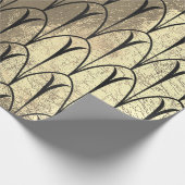 Art Deco Seashells Scales Black Sepia Gold Cadeaupapier (Hoek)