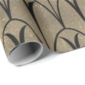 Art Deco Seashells Scales Black Sepia Gold Cadeaupapier (Rol Hoek)