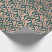 Art Deco Seashells Scales Roos Gold Copper Blauwgr Cadeaupapier (Hoek)