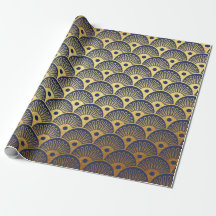 Art Deco Seashells Waves Navy Blue Vip Yacht