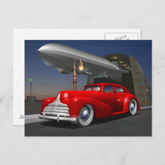 Art Deco Sedan Briefkaart (Voorkant / Achterkant)