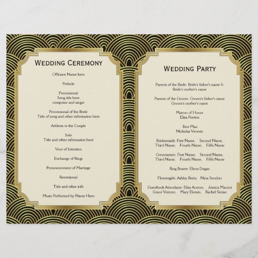 Art Deco seigaiha chandelier goudtrouwprogramma (Achterkant)