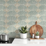 Art Deco Shell Blockprint Peel & Stick Behang<br><div class="desc">Verhoog uw interieur met deze stijlvolle Art Deco Shell Blockprint Peel & Stick wallpaper. Met een verfijnd patroon van overlappende schelpmotieven in gedempte blauwgroen en beige tinten straalt dit ontwerp elegantie en een vleugje charme uit. De blockprint stijl voegt een ambachtelijk, handgemaakt gevoel toe, perfect voor het creëren van een...</div>