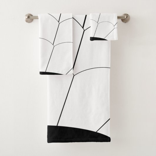 Art Deco Shell Design Black en White Bad Handdoek (Insitu)