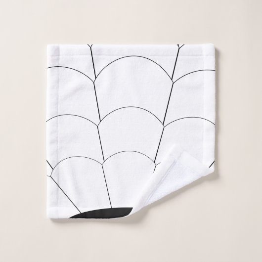 Art Deco Shell Design Black en White Bad Handdoek (Wasdoekje)