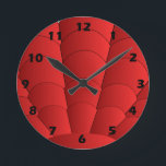 Art Deco Shell Design Red  Ronde Klok<br><div class="desc">Wall clock art deco design that you can customise with any text of your keus. Should you require any help with customising then contact us through the link on this page. Art deco wall clock.</div>