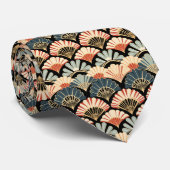 Art Deco Shell Fan Pattern Neck Tie Stropdas (Opgerold)